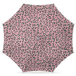 Merkloos Parasol - luipaard roze print - D160 cm - UV-bescherming - incl. draagtas -
