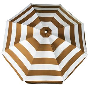 Merkloos Parasol - goud - gestreept - D160 cm - UV-bescherming - incl. draagtas -