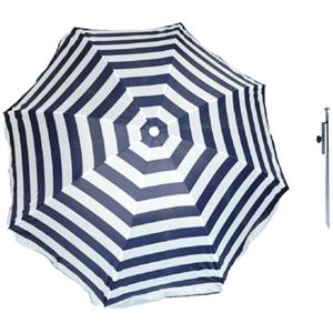 Parasol - blauw/wit - D120 cm - incl. draagtas - parasolharing - 49 cm -