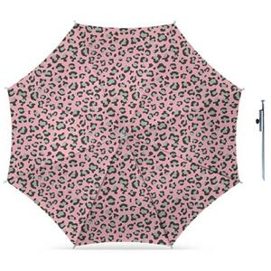 Merkloos Parasol - luipaard roze print - D160 cm - incl. draagtas - parasolharing - 49 cm -