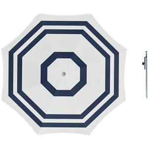 Merkloos Parasol - Wit/blauw - D120 cm - incl. draagtas - parasolharing - 49 cm -