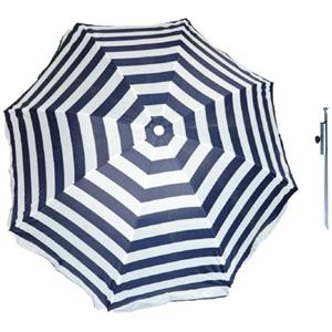 Merkloos Parasol - blauw/wit - D160 cm - incl. draagtas - parasolharing - 49 cm -