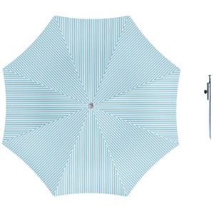 Parasol - lichtblauw/wit - D160 cm - incl. draagtas - parasolharing - 49 cm -