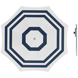 Merkloos Parasol - Wit/blauw - D140 cm - incl. draagtas - parasolharing - 49 cm -