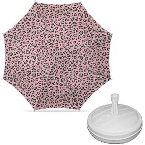 Parasol - luipaard roze print - D160 cm - incl. draagtas - parasolvoet - cm -