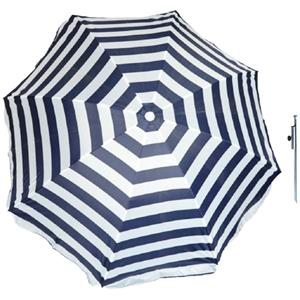 Parasol - blauw/wit - D180 cm - incl. draagtas - parasolharing - 49 cm -