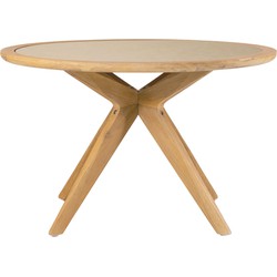 Kave Home  Julieta ronde tafel in beige polybeton en massief acaciahout Ø 120 cm