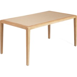 Kave Home  Betere tafel in beige polybeton en massief acaciahout 160 x 90 cm