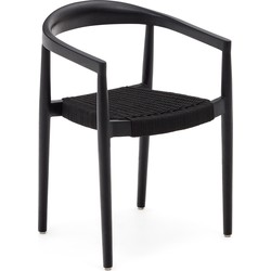 Kave Home  Ydalia stapelbare stoel in massief teakhout met zwarte