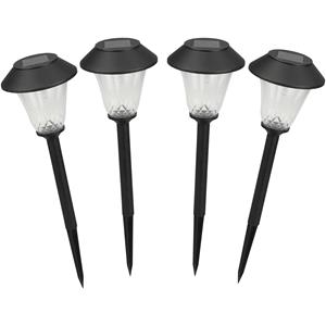 LuxForm Solar tuinlamp - 4x - zwart - LED Softtone effect - oplaadbaar - D12 x H42 cm -