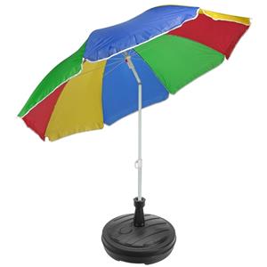 Merkloos Regenboog gekleurde tuin/strand parasol 180 cm met antraciet voet van cm -