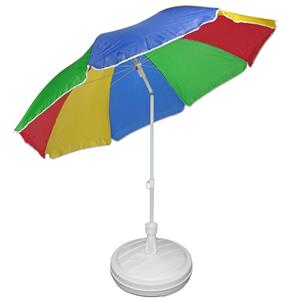 Regenboog gekleurde tuin/strand parasol 180 cm met wit voet van cm -