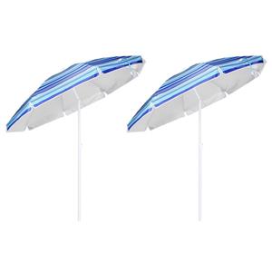 2x Blauw gestreepte parasol 200 cm -