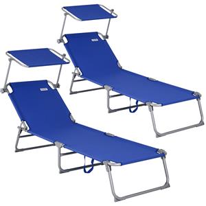 Casaria Ligbed Hawaï Set van 2 Blauw Aluminium 195x60x30cm