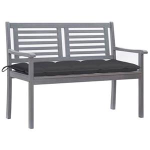 Bonnevie - 2-Sitzer-Gartenbank Doppelsitzbank mit Auflage 120 cm Grau Eukalyptusholz vidaXL