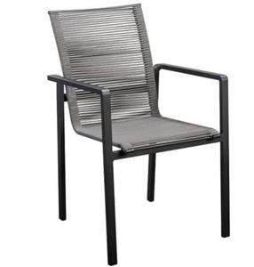 Yoi Ishi stackable dining chair alu black/rope dark grey