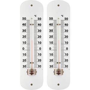 Merkloos 2x Thermometers wit voor binnen en buiten -