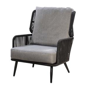 Yoi Tsubasa lounge chair alu black/rope black/mixed grey