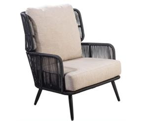 Yoi Tsubasa lounge chair alu black/rope black/flax beige