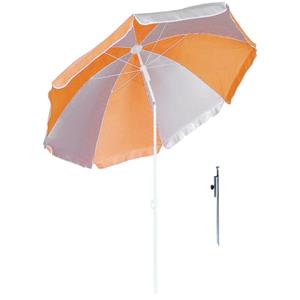 Merkloos Parasol - oranje/wit - D120 cm - incl. draagtas - parasolharing - 49 cm -