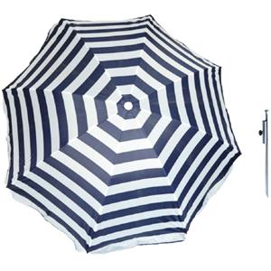 Merkloos Parasol - blauw/wit - D140 cm - incl. draagtas - parasolharing - 49 cm -