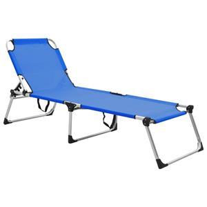 vidaXL Campingliege Campingliege Extra Hohe Klappbare Senioren-Sonnenliege Blau Aluminium