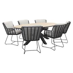 4 Seasons Outdoor 4 Seasons Fabrice antraciet|GI Edison 220x115 cm. - ovale tafel