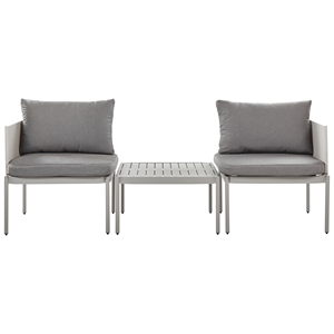 beliani Lounge-Set Hellgrau Aluminium Modular 3-teilig Stapelbar 2-Sitzer mit Couchtisch und Auflagen Modern Terrasse Garten Outdoor Möbel Ausstattung - Grau