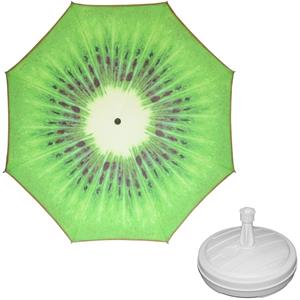 Parasol - kiwi fruit - D160 cm - incl. draagtas - parasolvoet - cm -
