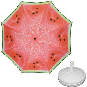 Merkloos Parasol - watermeloen fruit - D160 cm - incl. draagtas - parasolvoet - cm -