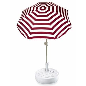 Summertime Rood gestreepte strand/tuin basic parasol van nylon 180 cm + parasolvoet wit -