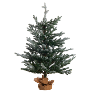beliani Weihnachtsbaum 90 cm Grün Kunststoff im Jutesack mit Kunstschnee Weihnachtszeit Weihnachten Wohnzimmer Modern - Weiß