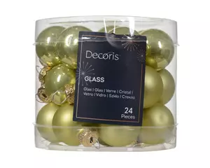 Decoris Kerstballen glas 2.5cm pistache 24st