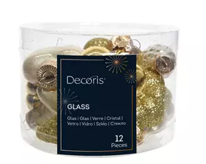 Decoris Kerstballen set mini glas goud 12st