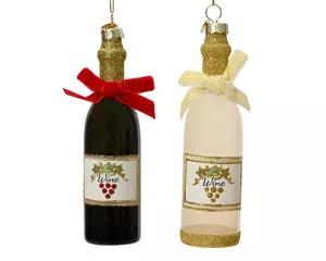 Decoris Kersthanger glas wijnfles 4x13cm 