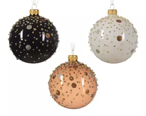 Decoris Kerstbal glas met glitter 8cm 