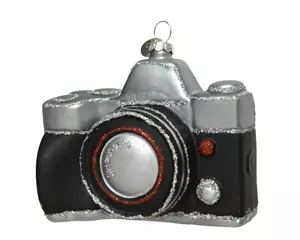 Decoris Kersthanger camera 4.90x10x9.30cm zwart