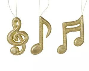 Kersthanger muzieknoten glitter goud