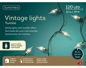 Lumineo - Vintage-LED-Girlande mit 8 Funktionen, Funkeleffekt für den Innenbereich, 1119 cm, 493270