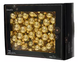 Decoris Kerstbal op draad glas 3cm 144st licht goud