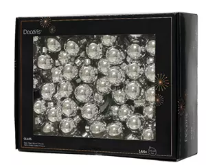 Decoris Kerstbal op draad glas 3cm 144st zilver