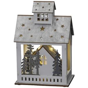 Konstsmide 3278-210 Holz-Figur Haus, Markt Warmweiß LED Warmweiß Timer, mit Schalter