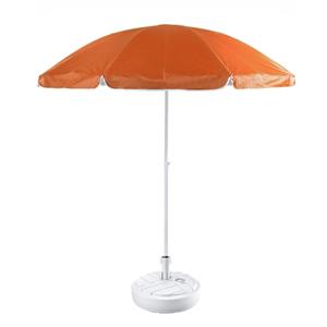 Oranje strand/tuin basic parasol van nylon 200 cm + parasolvoet wit -