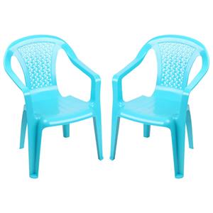 Sunnydays Kinderstoel - 2x - blauw - kunststof - buiten/binnen - L37 x B35 x H52 cm -