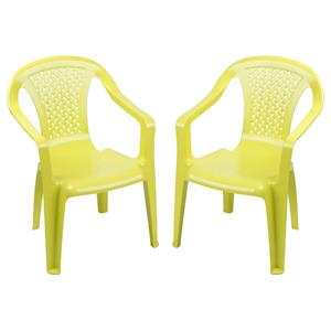 Sunnydays Kinderstoel - 2x - groen - kunststof - buiten/binnen - L37 x B35 x H52 cm -