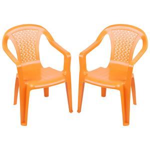 Sunnydays Kinderstoel - 2x - oranje - kunststof - buiten/binnen - L37 x B35 x H52 cm -