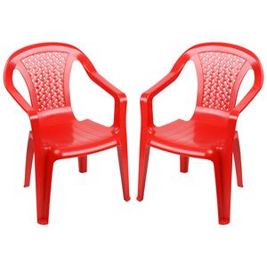 Sunnydays Kinderstoel - 2x - rood - kunststof - buiten/binnen - L37 x B35 x H52 cm -