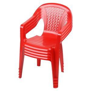 Sunnydays Kinderstoel - 4x - rood - kunststof - buiten/binnen - L37 x B35 x H52 cm -
