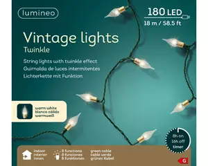 Lumineo - Warmweiße LED-Girlande mit 8 Funktionen, Funkeleffekt für den Innenbereich, 1790 cm, 493275