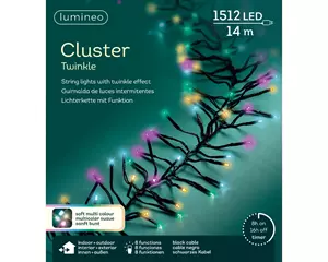 Lumineo Led cluster 1350cm zwart/soft multi